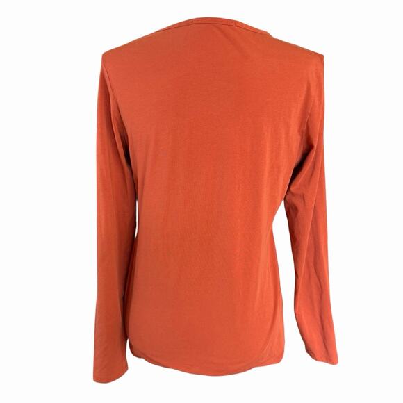 Peruvian Connection Top Women's Pima Cotton Stretch Orange L/S Large Comfortable - Picture 3 of 9